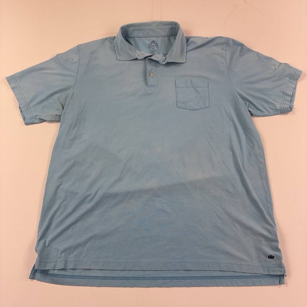 Peter Millar Polo Shirt Mens XL Blue Mountainside Pebble Beach Stretch Golf